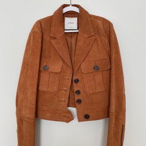 Cropped Suede Leather Jacket by Mango